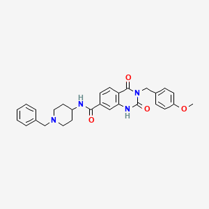 molecular formula C29H30N4O4 B14106526 N-(1-benzylpiperidin-4-yl)-3-(4-methoxybenzyl)-2,4-dioxo-1,2,3,4-tetrahydroquinazoline-7-carboxamide 
