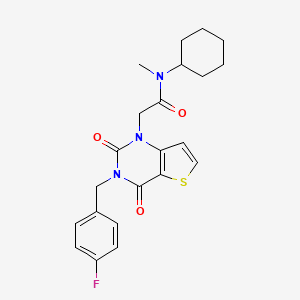 molecular formula C22H24FN3O3S B14106568 N-cyclohexyl-2-(3-(4-fluorobenzyl)-2,4-dioxo-3,4-dihydrothieno[3,2-d]pyrimidin-1(2H)-yl)-N-methylacetamide 