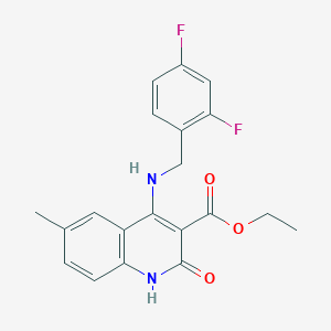 molecular formula C20H18F2N2O3 B14106583 Ethyl 4-((2,4-difluorobenzyl)amino)-6-methyl-2-oxo-1,2-dihydroquinoline-3-carboxylate 