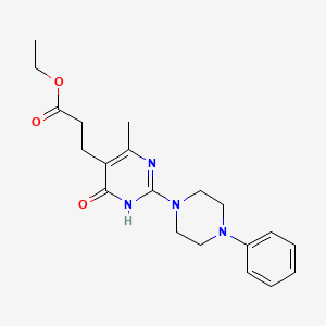 molecular formula C20H26N4O3 B14106590 Ethyl 3-[4-hydroxy-6-methyl-2-(4-phenylpiperazin-1-yl)pyrimidin-5-yl]propanoate 