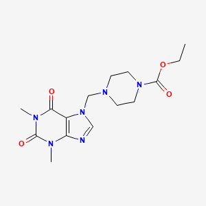 molecular formula C15H22N6O4 B14106595 ethyl 4-((1,3-dimethyl-2,6-dioxo-2,3-dihydro-1H-purin-7(6H)-yl)methyl)piperazine-1-carboxylate 