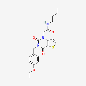 molecular formula C21H25N3O4S B14106601 N-butyl-2-(3-(4-ethoxybenzyl)-2,4-dioxo-3,4-dihydrothieno[3,2-d]pyrimidin-1(2H)-yl)acetamide 