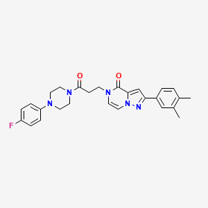 molecular formula C27H28FN5O2 B14106622 2-(3,4-dimethylphenyl)-5-{3-[4-(4-fluorophenyl)piperazin-1-yl]-3-oxopropyl}pyrazolo[1,5-a]pyrazin-4(5H)-one 