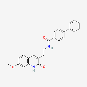 molecular formula C25H22N2O3 B14106714 N-[2-(7-methoxy-2-oxo-1H-quinolin-3-yl)ethyl]-4-phenylbenzamide 