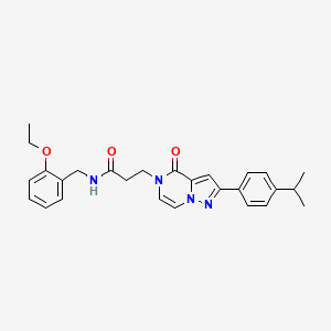 molecular formula C27H30N4O3 B14106758 N-(2-ethoxybenzyl)-3-{4-oxo-2-[4-(propan-2-yl)phenyl]pyrazolo[1,5-a]pyrazin-5(4H)-yl}propanamide 