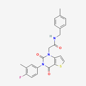 molecular formula C23H20FN3O3S B14106783 2-(3-(4-fluoro-3-methylphenyl)-2,4-dioxo-3,4-dihydrothieno[3,2-d]pyrimidin-1(2H)-yl)-N-(4-methylbenzyl)acetamide 