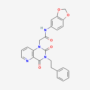 molecular formula C24H20N4O5 B14106837 N-(benzo[d][1,3]dioxol-5-yl)-2-(2,4-dioxo-3-phenethyl-3,4-dihydropyrido[3,2-d]pyrimidin-1(2H)-yl)acetamide 