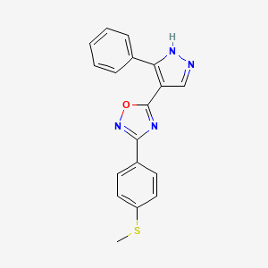 molecular formula C18H14N4OS B14106846 3-(4-(methylthio)phenyl)-5-(3-phenyl-1H-pyrazol-4-yl)-1,2,4-oxadiazole 