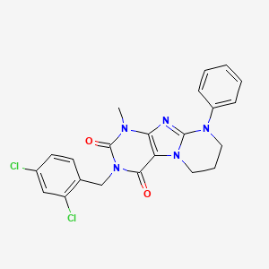 molecular formula C22H19Cl2N5O2 B14106921 3-[(2,4-dichlorophenyl)methyl]-1-methyl-9-phenyl-7,8-dihydro-6H-purino[7,8-a]pyrimidine-2,4-dione 