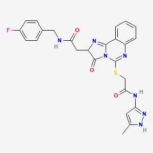 molecular formula C25H22FN7O3S B14106933 N-(4-fluorobenzyl)-2-(5-((2-((3-methyl-1H-pyrazol-5-yl)amino)-2-oxoethyl)thio)-3-oxo-2,3-dihydroimidazo[1,2-c]quinazolin-2-yl)acetamide 