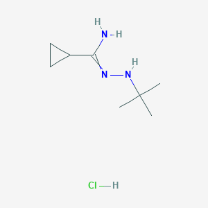 molecular formula C8H18ClN3 B14106975 N'-(tert-butylamino)cyclopropanecarboximidamide;hydrochloride 