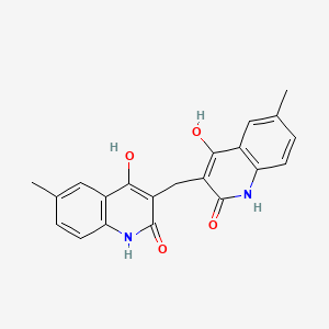 molecular formula C21H18N2O4 B14107053 4-hydroxy-3-[(4-hydroxy-6-methyl-2-oxo-1H-quinolin-3-yl)methyl]-6-methyl-1H-quinolin-2-one 