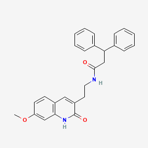 molecular formula C27H26N2O3 B14107132 N-(2-(7-methoxy-2-oxo-1,2-dihydroquinolin-3-yl)ethyl)-3,3-diphenylpropanamide 