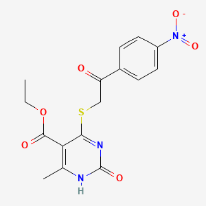 molecular formula C16H15N3O6S B14107240 ethyl 6-methyl-4-[2-(4-nitrophenyl)-2-oxoethyl]sulfanyl-2-oxo-1H-pyrimidine-5-carboxylate 