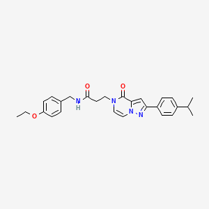 molecular formula C27H30N4O3 B14107307 N-(4-ethoxybenzyl)-3-{4-oxo-2-[4-(propan-2-yl)phenyl]pyrazolo[1,5-a]pyrazin-5(4H)-yl}propanamide 
