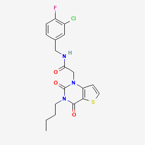 molecular formula C19H19ClFN3O3S B14107316 2-(3-butyl-2,4-dioxo-3,4-dihydrothieno[3,2-d]pyrimidin-1(2H)-yl)-N-(3-chloro-4-fluorobenzyl)acetamide 