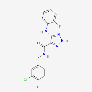 molecular formula C16H12ClF2N5O B14107364 N-(3-chloro-4-fluorobenzyl)-5-((2-fluorophenyl)amino)-1H-1,2,3-triazole-4-carboxamide 