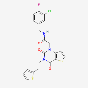 molecular formula C21H17ClFN3O3S2 B14107421 N-(3-chloro-4-fluorobenzyl)-2-(2,4-dioxo-3-(2-(thiophen-2-yl)ethyl)-3,4-dihydrothieno[3,2-d]pyrimidin-1(2H)-yl)acetamide 