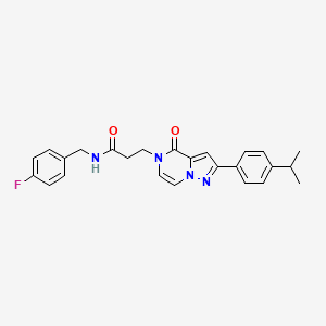 molecular formula C25H25FN4O2 B14107515 N-(4-fluorobenzyl)-3-{4-oxo-2-[4-(propan-2-yl)phenyl]pyrazolo[1,5-a]pyrazin-5(4H)-yl}propanamide 
