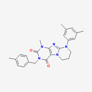 molecular formula C25H27N5O2 B14107560 9-(3,5-dimethylphenyl)-1-methyl-3-[(4-methylphenyl)methyl]-7,8-dihydro-6H-purino[7,8-a]pyrimidine-2,4-dione 