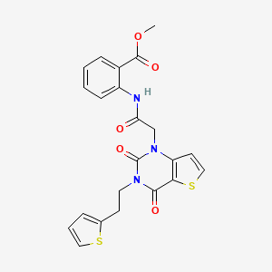 molecular formula C22H19N3O5S2 B14107567 methyl 2-[({2,4-dioxo-3-[2-(thiophen-2-yl)ethyl]-3,4-dihydrothieno[3,2-d]pyrimidin-1(2H)-yl}acetyl)amino]benzoate 