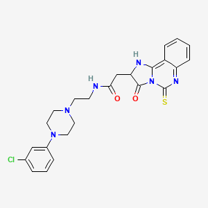 molecular formula C24H25ClN6O2S B14107573 N-{2-[4-(3-chlorophenyl)piperazin-1-yl]ethyl}-2-{3-oxo-5-sulfanylidene-2H,3H,5H,6H-imidazo[1,2-c]quinazolin-2-yl}acetamide 
