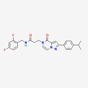 molecular formula C25H24F2N4O2 B14107623 N-(2,4-difluorobenzyl)-3-{4-oxo-2-[4-(propan-2-yl)phenyl]pyrazolo[1,5-a]pyrazin-5(4H)-yl}propanamide 