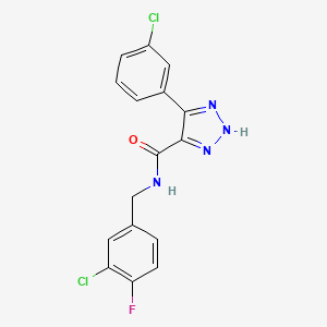 molecular formula C16H11Cl2FN4O B14107829 N-(3-chloro-4-fluorobenzyl)-4-(3-chlorophenyl)-1H-1,2,3-triazole-5-carboxamide 