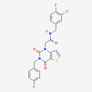 molecular formula C22H16ClF2N3O3S B14107972 N-(3-chloro-4-fluorobenzyl)-2-(3-(4-fluorobenzyl)-2,4-dioxo-3,4-dihydrothieno[3,2-d]pyrimidin-1(2H)-yl)acetamide 