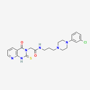 molecular formula C22H25ClN6O2S B14108085 N-(3-(4-(3-chlorophenyl)piperazin-1-yl)propyl)-2-(4-oxo-2-thioxo-1,2-dihydropyrido[2,3-d]pyrimidin-3(4H)-yl)acetamide 