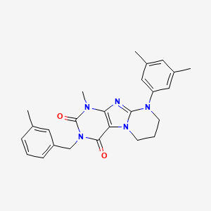 molecular formula C25H27N5O2 B14108101 9-(3,5-dimethylphenyl)-1-methyl-3-[(3-methylphenyl)methyl]-7,8-dihydro-6H-purino[7,8-a]pyrimidine-2,4-dione 
