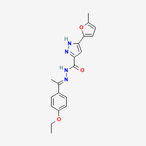 molecular formula C19H20N4O3 B14108239 N'-[(1E)-1-(4-ethoxyphenyl)ethylidene]-3-(5-methylfuran-2-yl)-1H-pyrazole-5-carbohydrazide 