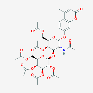 molecular formula C36H43NO19 B141083 4-Methylumbelliferyl 2-Acetamido-2-deoxy-3-O-(|A-D-galactopyranosyl)-|A-D-galactopyranoside Hexaacetate CAS No. 868231-09-8