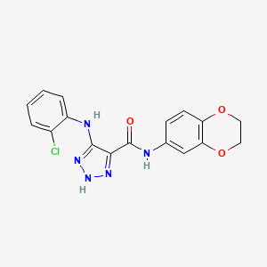 molecular formula C17H14ClN5O3 B14108303 5-((2-chlorophenyl)amino)-N-(2,3-dihydrobenzo[b][1,4]dioxin-6-yl)-1H-1,2,3-triazole-4-carboxamide 