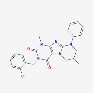 molecular formula C23H22ClN5O2 B14108450 3-[(2-chlorophenyl)methyl]-1,7-dimethyl-9-phenyl-7,8-dihydro-6H-purino[7,8-a]pyrimidine-2,4-dione 