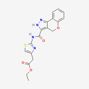molecular formula C18H16N4O4S B14108503 Ethyl {2-[(2,4-dihydrochromeno[4,3-c]pyrazol-3-ylcarbonyl)amino]-1,3-thiazol-4-yl}acetate 