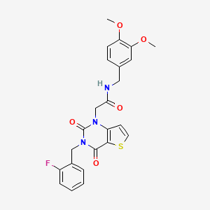 molecular formula C24H22FN3O5S B14108539 N-(3,4-dimethoxybenzyl)-2-(3-(2-fluorobenzyl)-2,4-dioxo-3,4-dihydrothieno[3,2-d]pyrimidin-1(2H)-yl)acetamide 