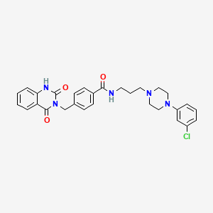 molecular formula C29H30ClN5O3 B14108553 N-(3-(4-(3-chlorophenyl)piperazin-1-yl)propyl)-4-((2,4-dioxo-1,2-dihydroquinazolin-3(4H)-yl)methyl)benzamide 