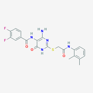 molecular formula C21H19F2N5O3S B14108645 N-(4-amino-2-((2-((2,3-dimethylphenyl)amino)-2-oxoethyl)thio)-6-oxo-1,6-dihydropyrimidin-5-yl)-3,4-difluorobenzamide 