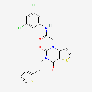 molecular formula C20H15Cl2N3O3S2 B14108660 N-(3,5-dichlorophenyl)-2-(2,4-dioxo-3-(2-(thiophen-2-yl)ethyl)-3,4-dihydrothieno[3,2-d]pyrimidin-1(2H)-yl)acetamide 