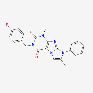molecular formula C22H18FN5O2 B14108670 2-[(4-Fluorophenyl)methyl]-4,7-dimethyl-6-phenylpurino[7,8-a]imidazole-1,3-dione 