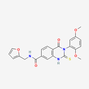 molecular formula C22H19N3O5S B14108726 3-(2,5-dimethoxyphenyl)-N-(furan-2-ylmethyl)-4-oxo-2-thioxo-1,2,3,4-tetrahydroquinazoline-7-carboxamide 