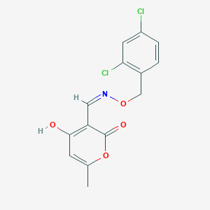 molecular formula C14H11Cl2NO4 B14108747 (E)-4-hydroxy-6-methyl-2-oxo-2H-pyran-3-carbaldehyde O-2,4-dichlorobenzyl oxime 