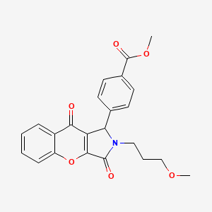 molecular formula C23H21NO6 B14108880 Methyl 4-[2-(3-methoxypropyl)-3,9-dioxo-1,2,3,9-tetrahydrochromeno[2,3-c]pyrrol-1-yl]benzoate 