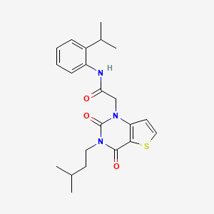 molecular formula C22H27N3O3S B14108903 2-[3-(3-methylbutyl)-2,4-dioxo-3,4-dihydrothieno[3,2-d]pyrimidin-1(2H)-yl]-N-[2-(propan-2-yl)phenyl]acetamide 