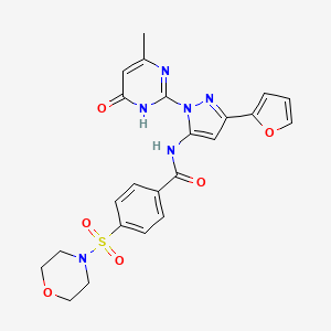 molecular formula C23H22N6O6S B14108975 N-(3-(furan-2-yl)-1-(4-methyl-6-oxo-1,6-dihydropyrimidin-2-yl)-1H-pyrazol-5-yl)-4-(morpholinosulfonyl)benzamide 