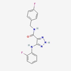 molecular formula C16H13F2N5O B14109052 N-(4-fluorobenzyl)-5-((2-fluorophenyl)amino)-1H-1,2,3-triazole-4-carboxamide 