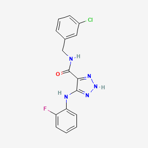 molecular formula C16H13ClFN5O B14109152 N-(3-chlorobenzyl)-5-((2-fluorophenyl)amino)-1H-1,2,3-triazole-4-carboxamide 
