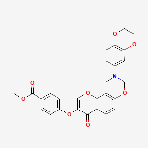 molecular formula C27H21NO8 B14109205 methyl 4-{[9-(2,3-dihydro-1,4-benzodioxin-6-yl)-4-oxo-9,10-dihydro-4H,8H-chromeno[8,7-e][1,3]oxazin-3-yl]oxy}benzoate 