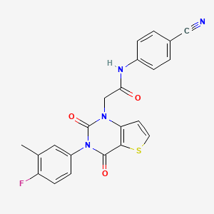 molecular formula C22H15FN4O3S B14109251 N-(4-cyanophenyl)-2-(3-(4-fluoro-3-methylphenyl)-2,4-dioxo-3,4-dihydrothieno[3,2-d]pyrimidin-1(2H)-yl)acetamide 